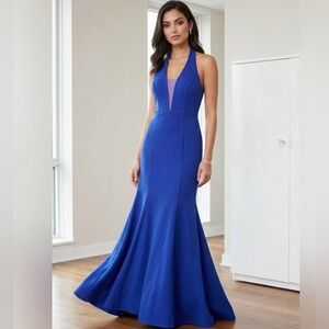 Elegant Blue Evening Gown - Perfect for Christmas Parties